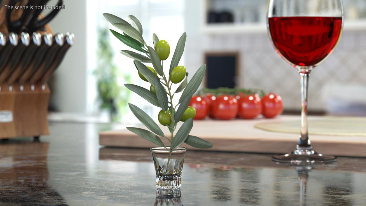 3D model Olive Branch with Green Olives