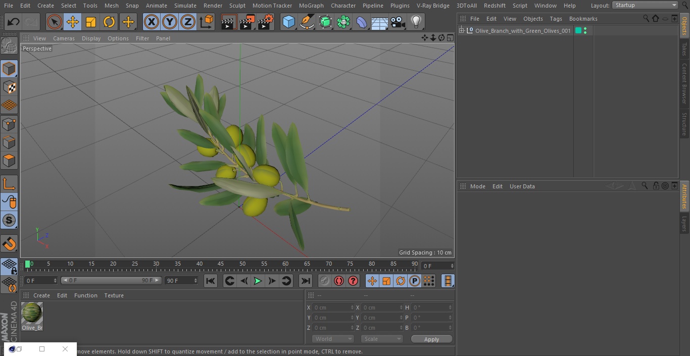 3D model Olive Branch with Green Olives