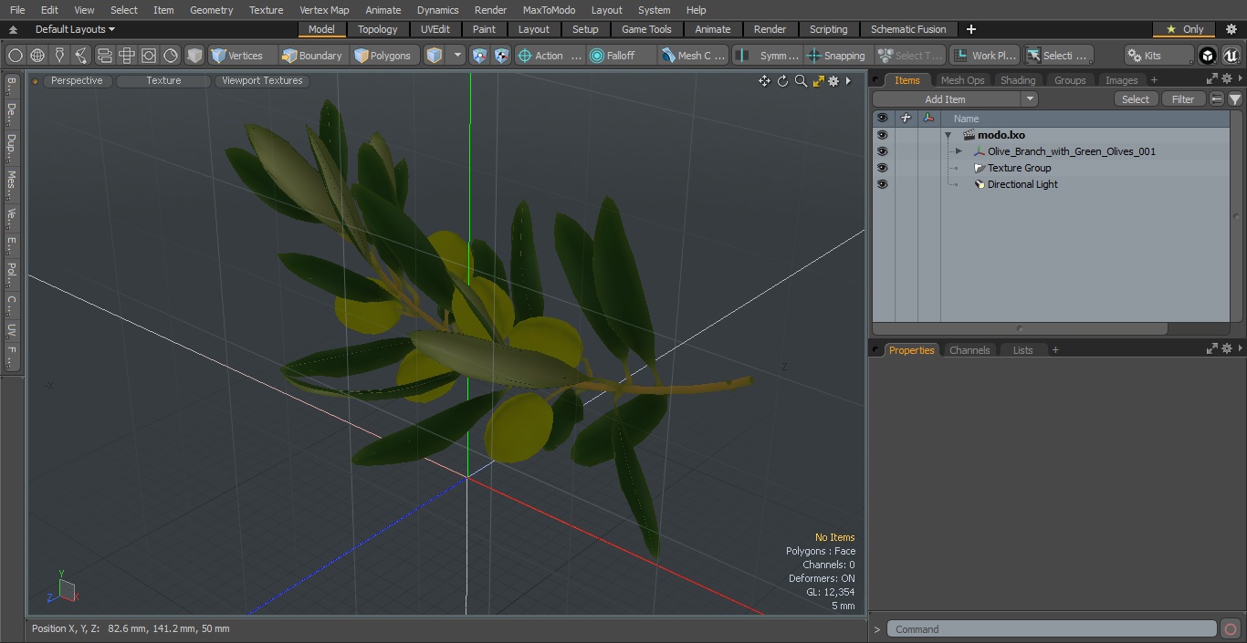 3D model Olive Branch with Green Olives