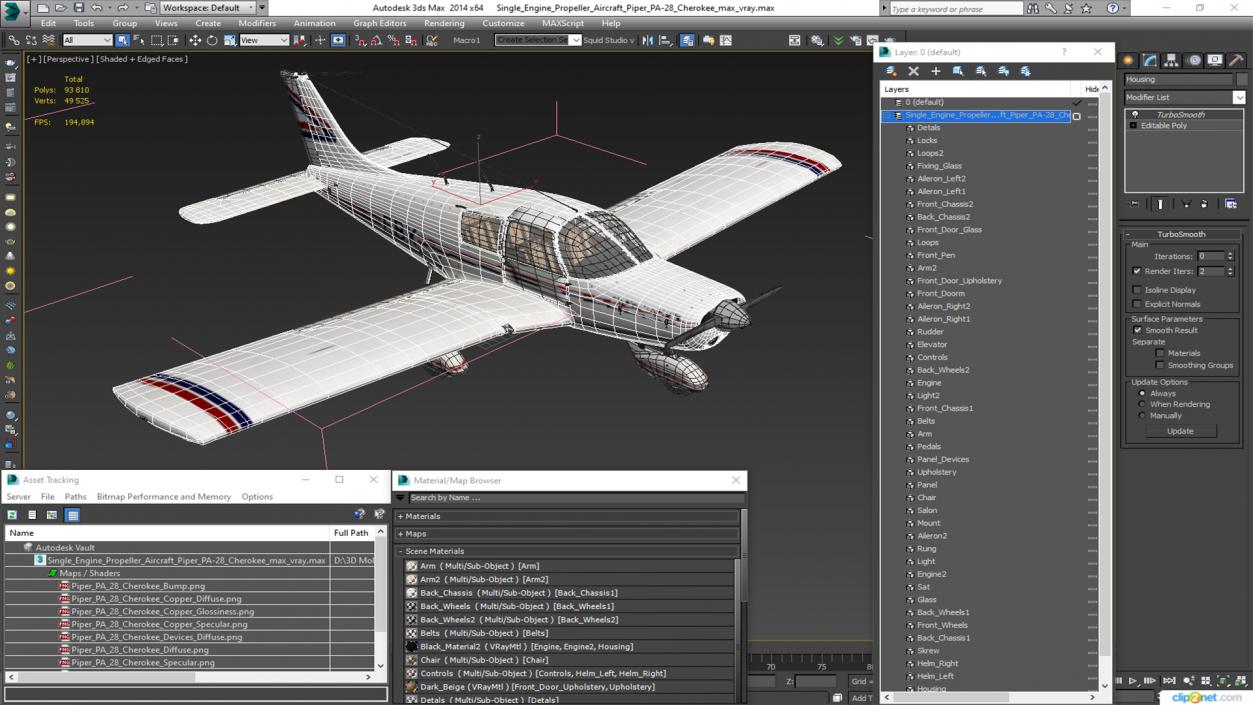 3D Single Engine Propeller Aircraft Piper PA-28 Cherokee model