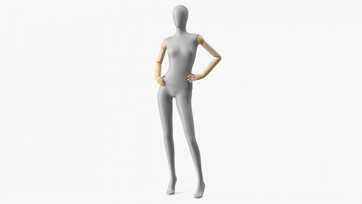 3D model Flexible Female Mannequin Standing Pose Satin Grey