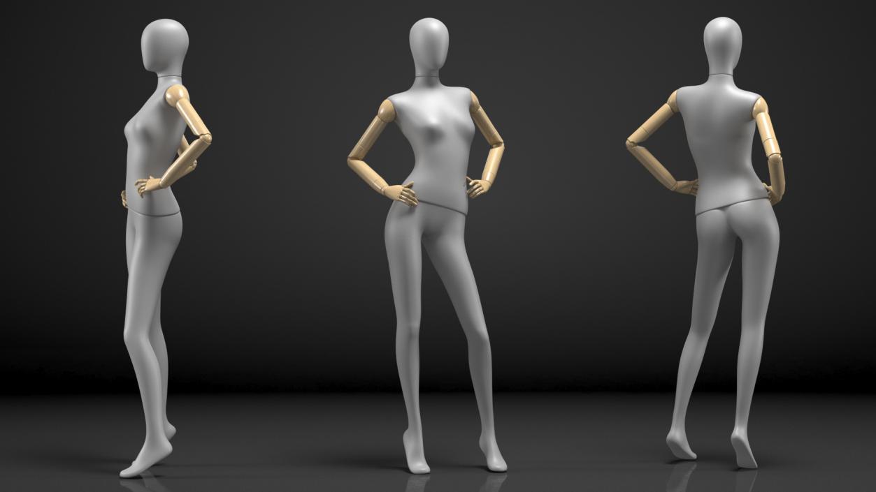 3D model Flexible Female Mannequin Standing Pose Satin Grey