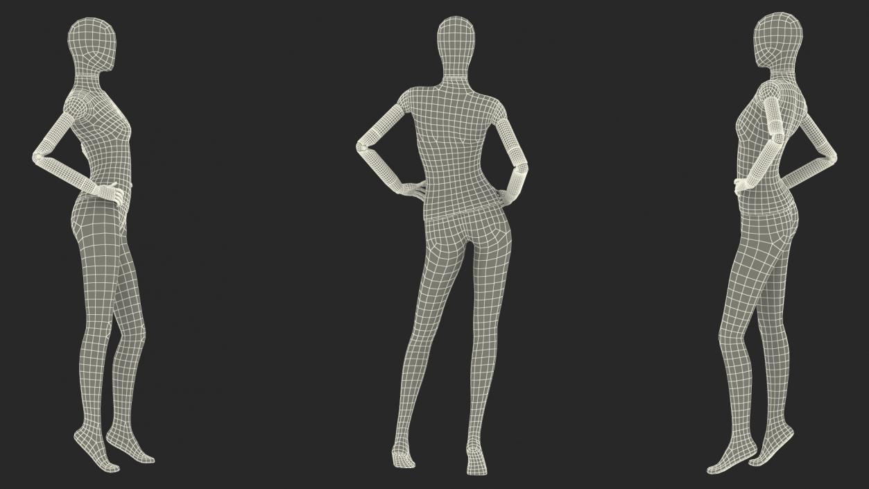 3D model Flexible Female Mannequin Standing Pose Satin Grey