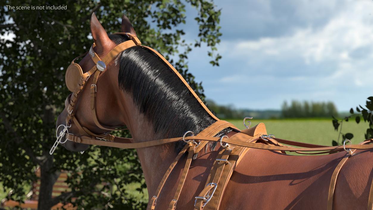 3D Horse Drawn Leather Single Driving Harness Fur