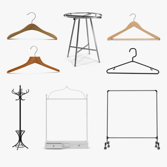 3D model Clothing Racks and Clothes Hangers Collection