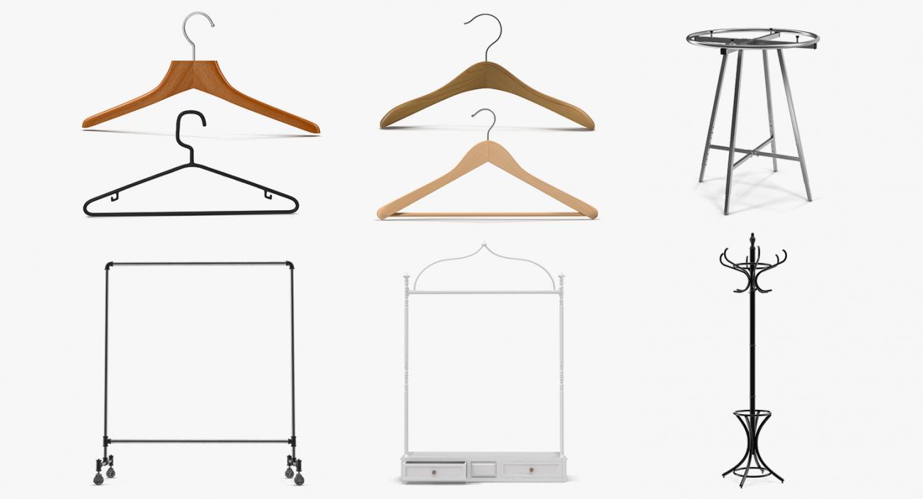 3D model Clothing Racks and Clothes Hangers Collection