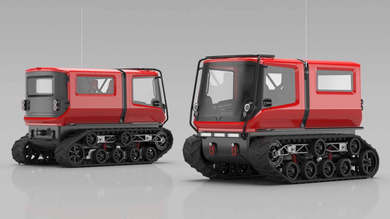 3D Antarctica Exploration Vehicle Red Rigged