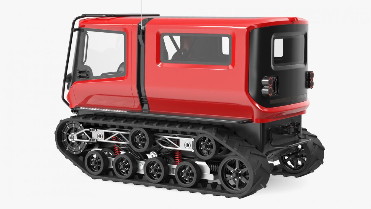 3D Antarctica Exploration Vehicle Red Rigged