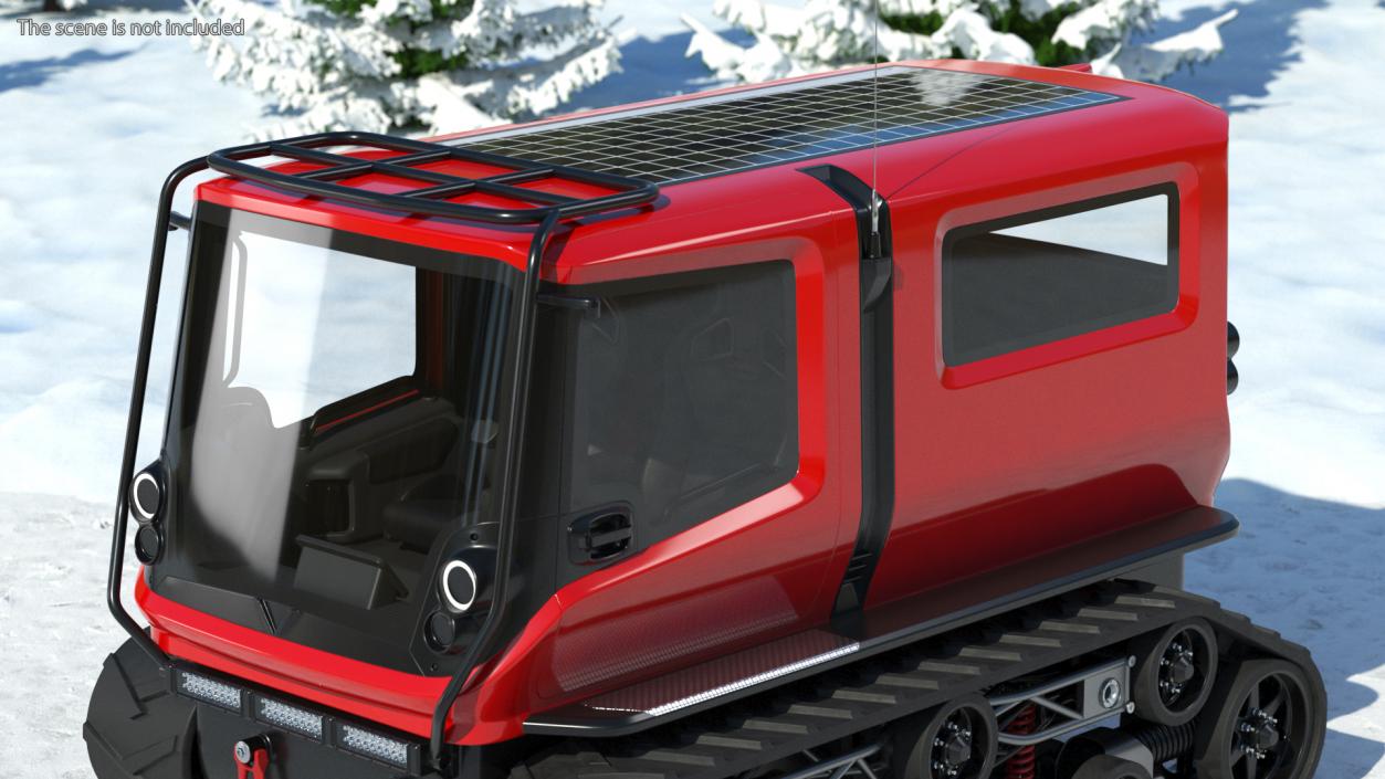 3D Antarctica Exploration Vehicle Red Rigged