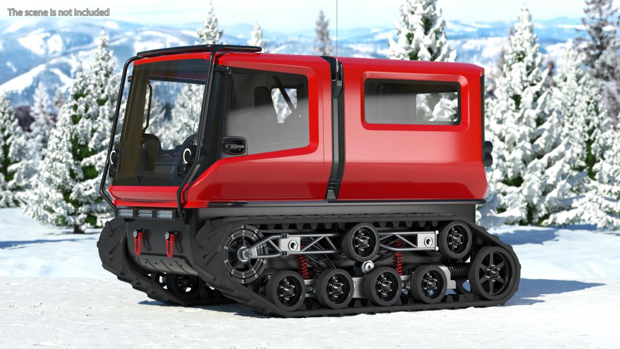 3D Antarctica Exploration Vehicle Red Rigged