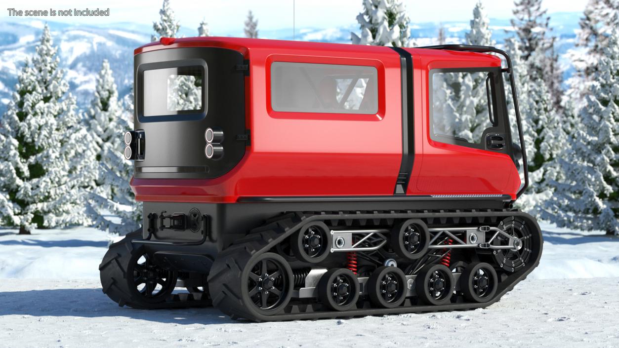 3D Antarctica Exploration Vehicle Red Rigged