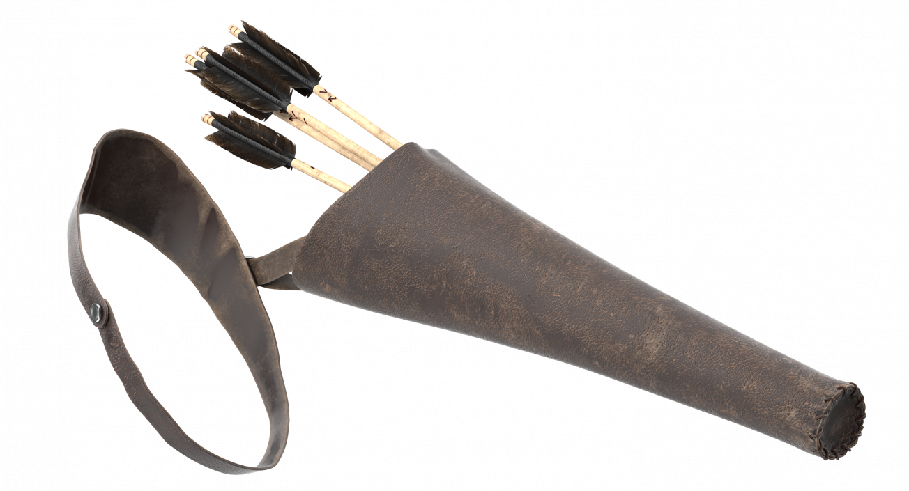 3D Leather Quiver with Arrows