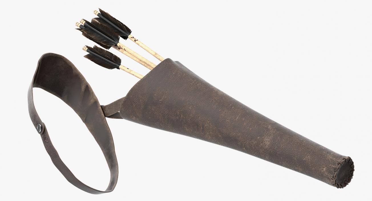 3D Leather Quiver with Arrows