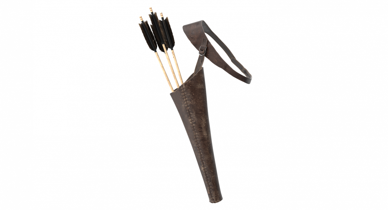 3D Leather Quiver with Arrows