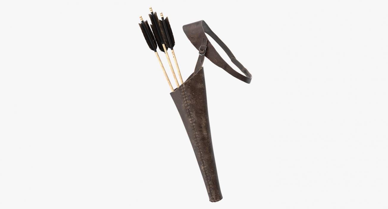 3D Leather Quiver with Arrows