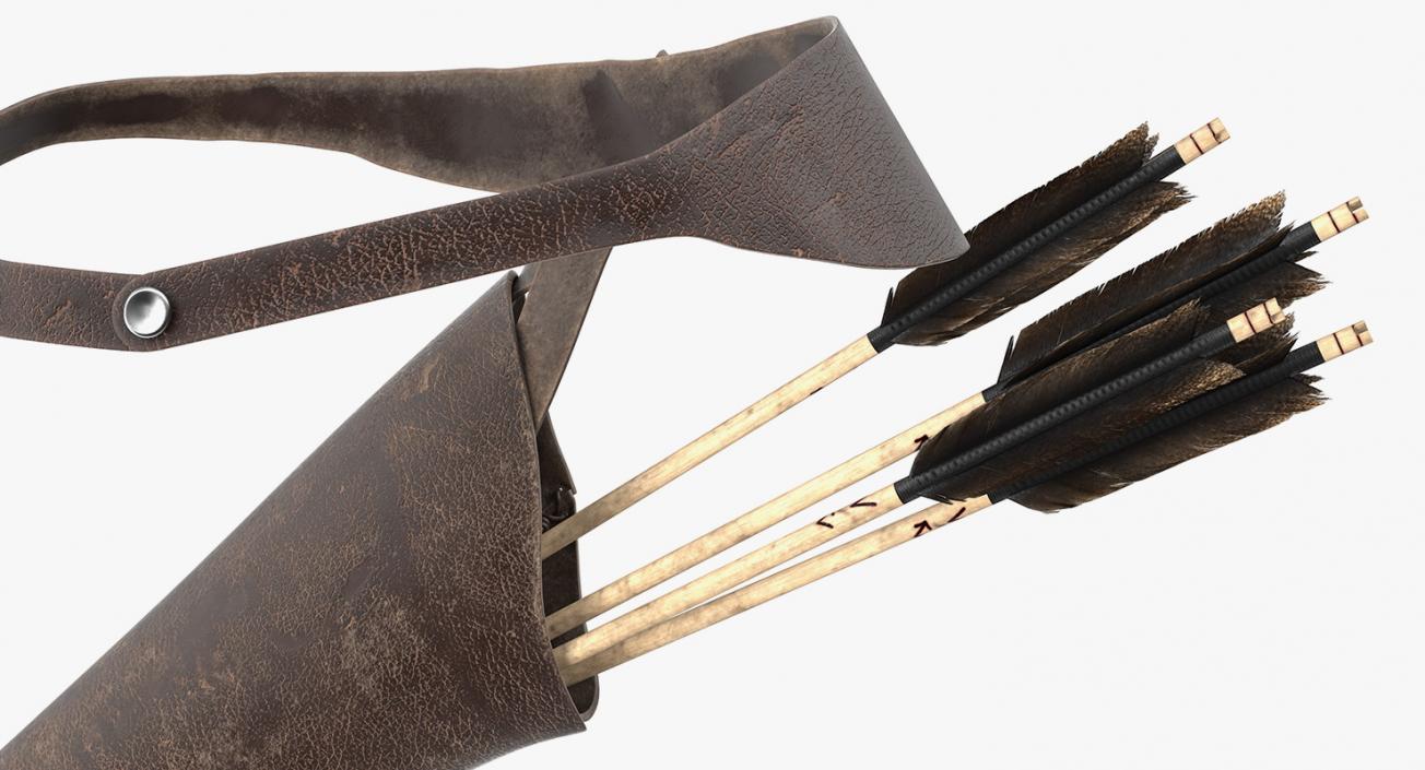 3D Leather Quiver with Arrows