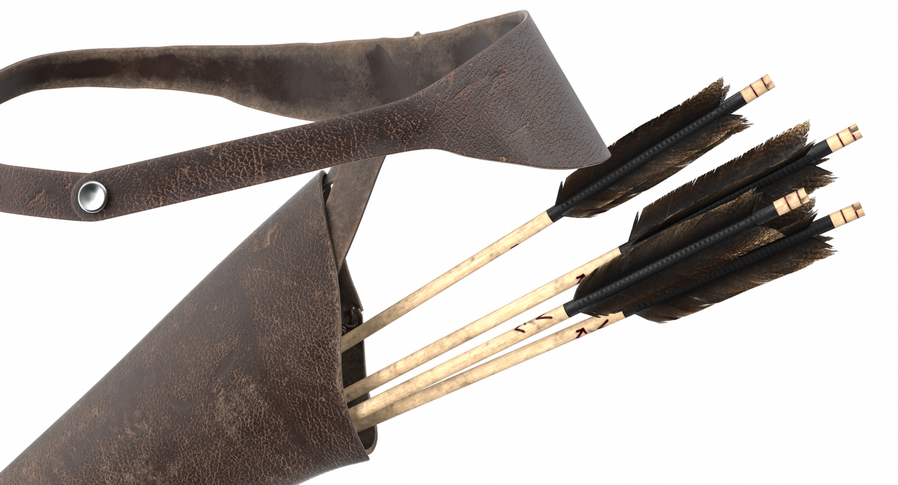 3D Leather Quiver with Arrows