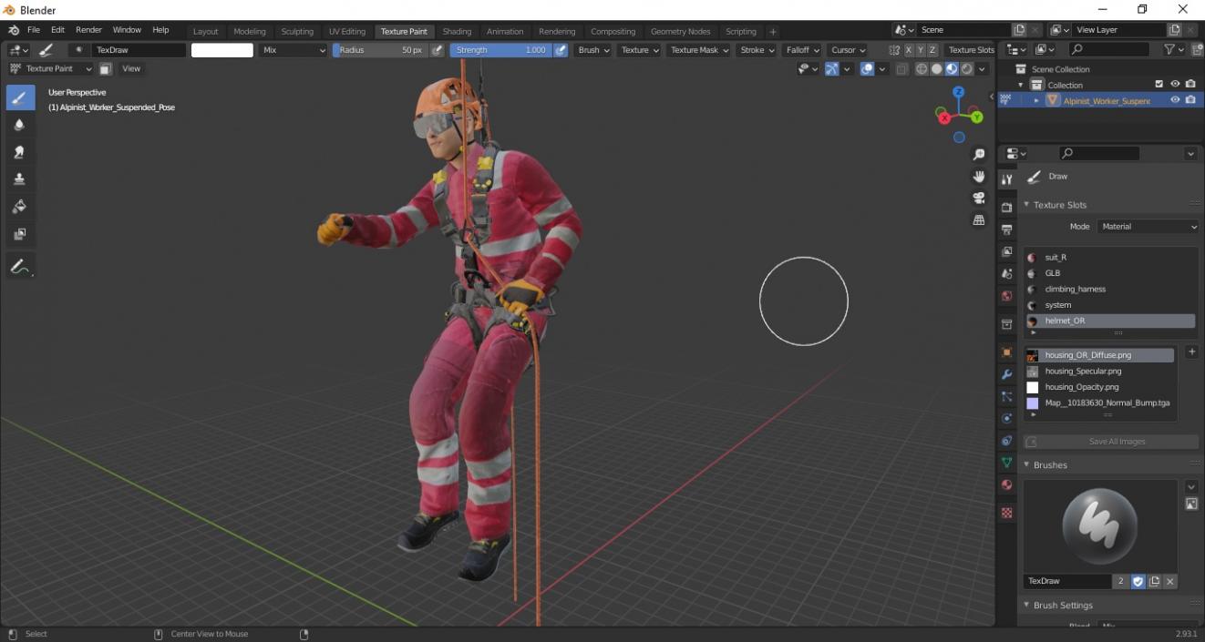 3D model Alpinist Worker Suspended Pose