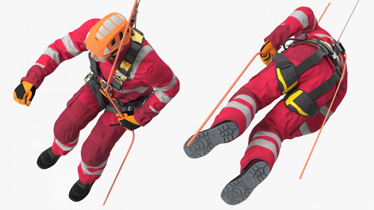 3D model Alpinist Worker Suspended Pose