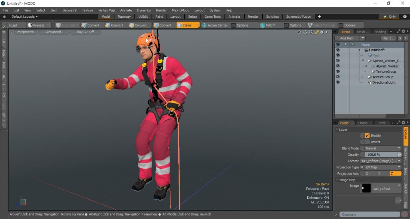 3D model Alpinist Worker Suspended Pose