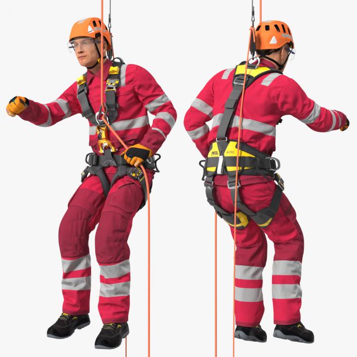 3D model Alpinist Worker Suspended Pose