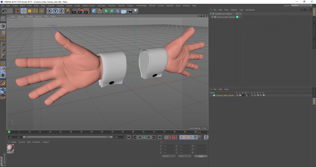 Cartoon Man Hands 3D