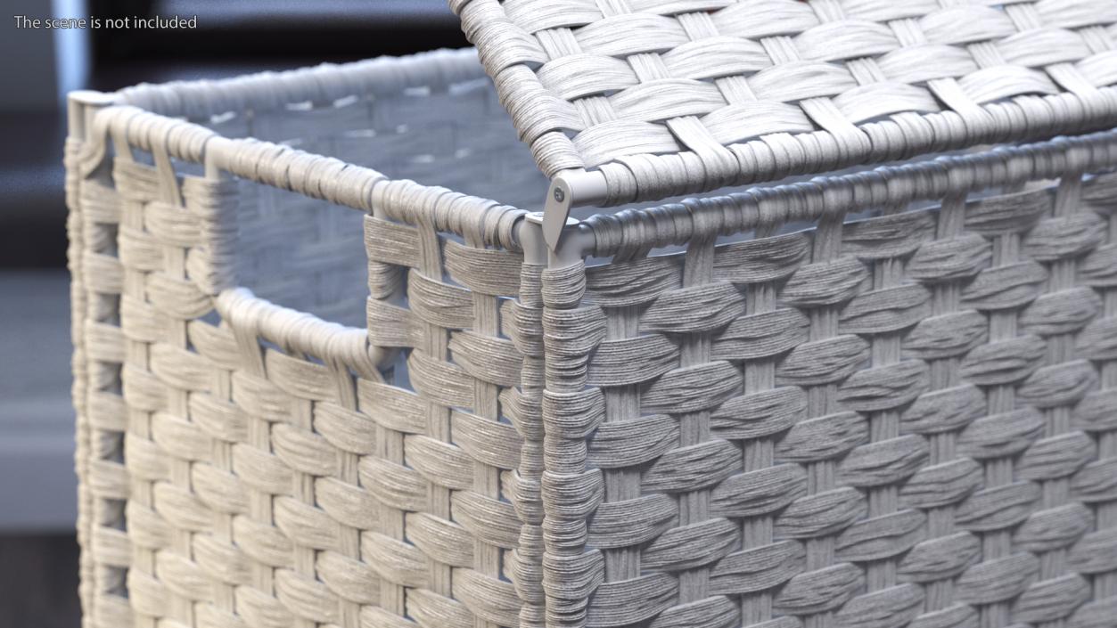 Wicker Laundry Basket White 3D