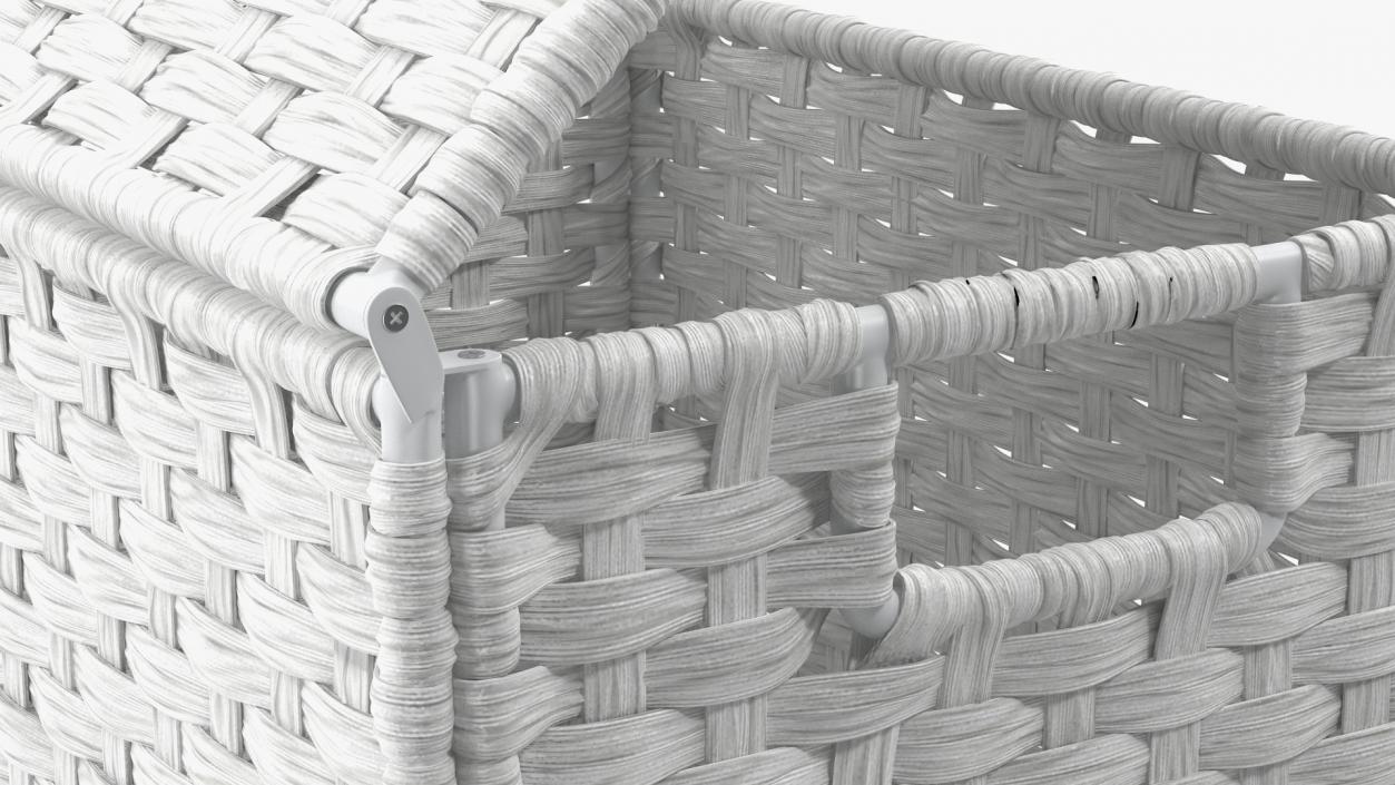 Wicker Laundry Basket White 3D