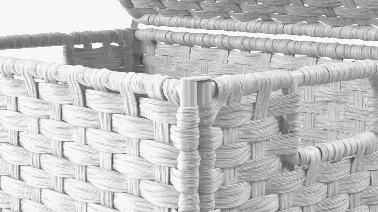 Wicker Laundry Basket White 3D