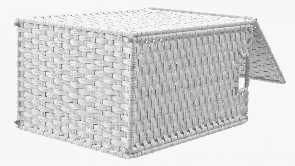 Wicker Laundry Basket White 3D