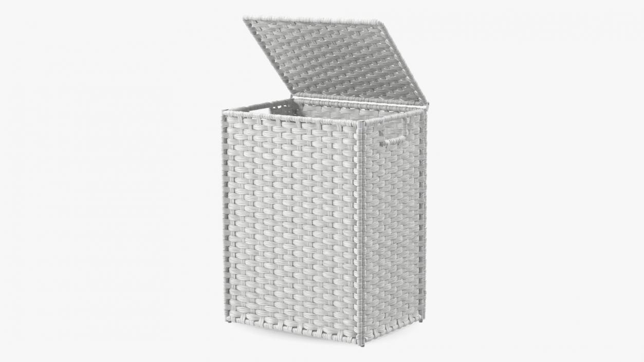 Wicker Laundry Basket White 3D