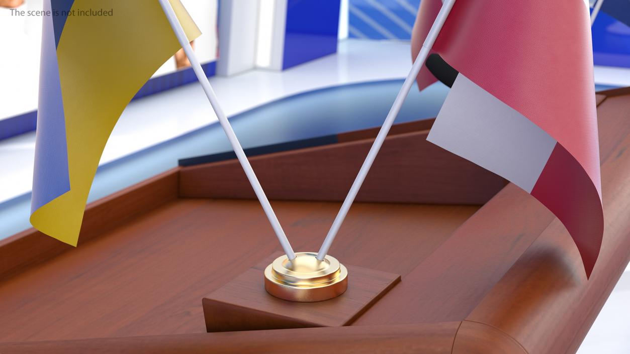 3D model Table Flags Ukraine and Poland