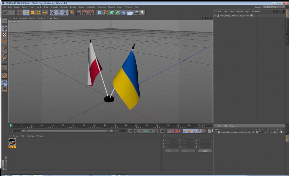 3D model Table Flags Ukraine and Poland