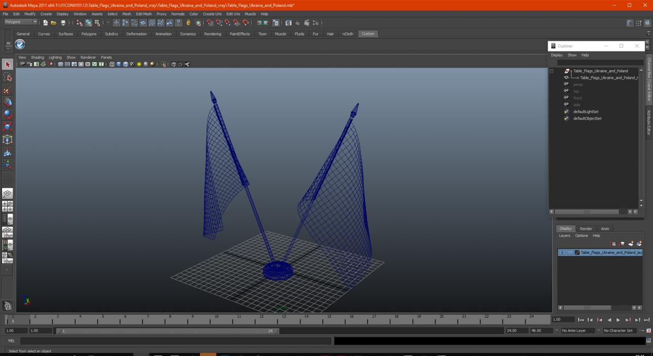 3D model Table Flags Ukraine and Poland