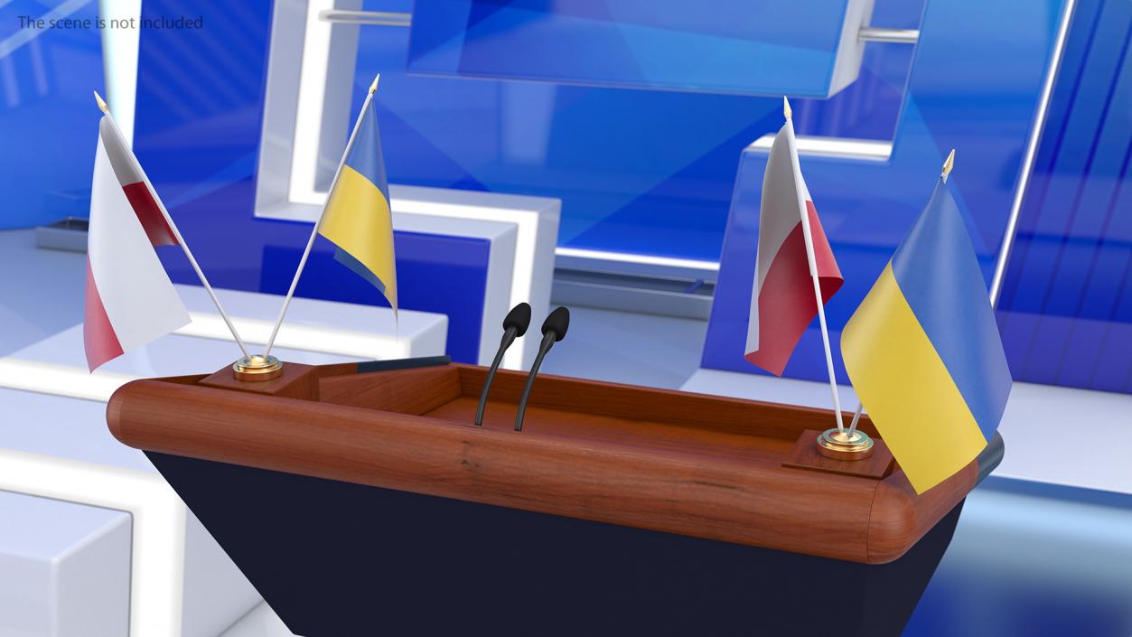 3D model Table Flags Ukraine and Poland