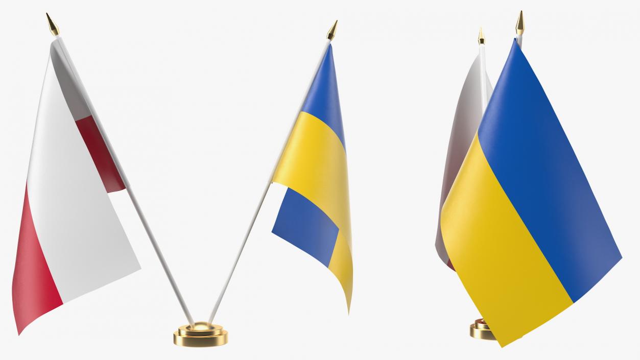 3D model Table Flags Ukraine and Poland