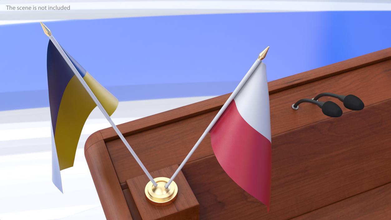 3D model Table Flags Ukraine and Poland