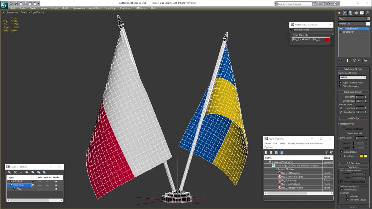 3D model Table Flags Ukraine and Poland