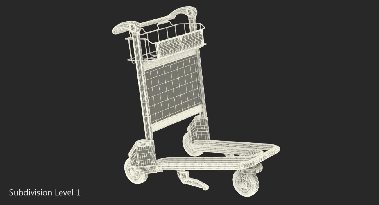 Airport Luggage Trolley Empty 3D model