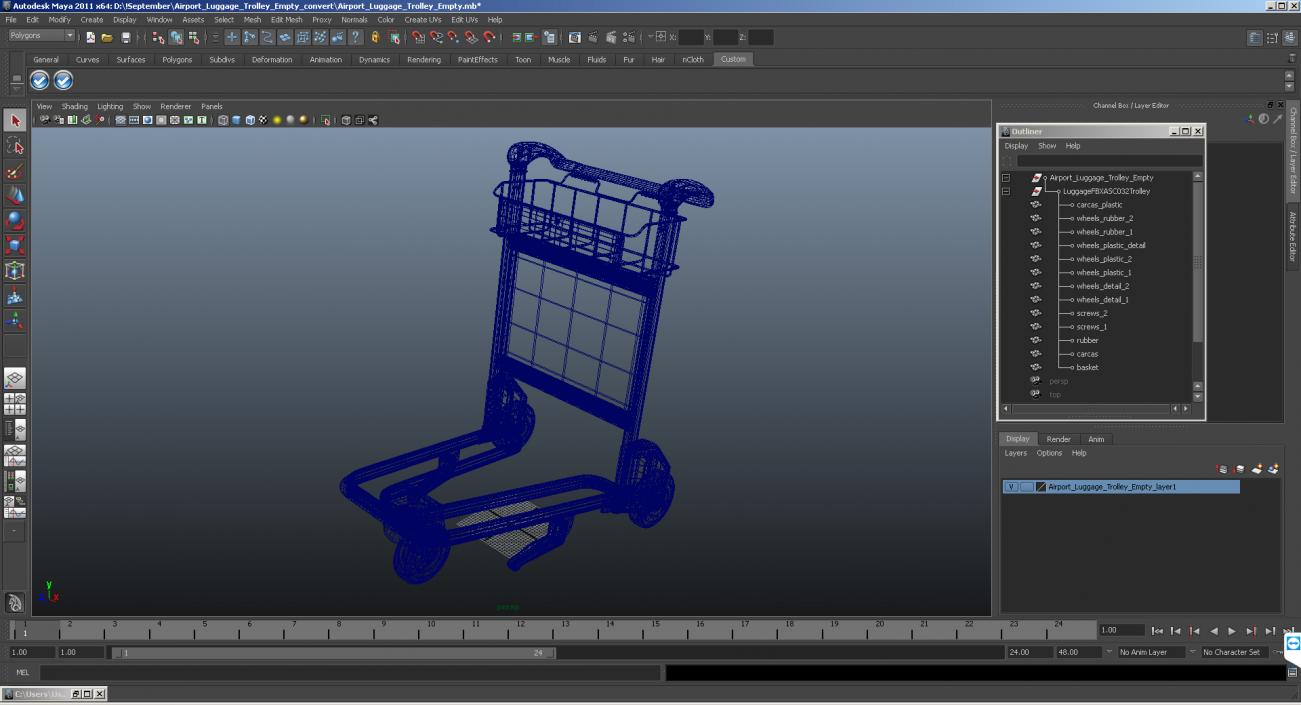 Airport Luggage Trolley Empty 3D model