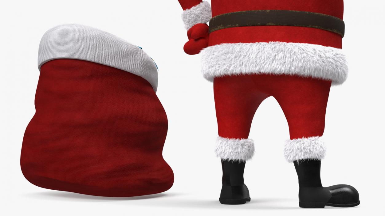 3D Cartoon Character Santa Claus Standing with Gifts Fur model