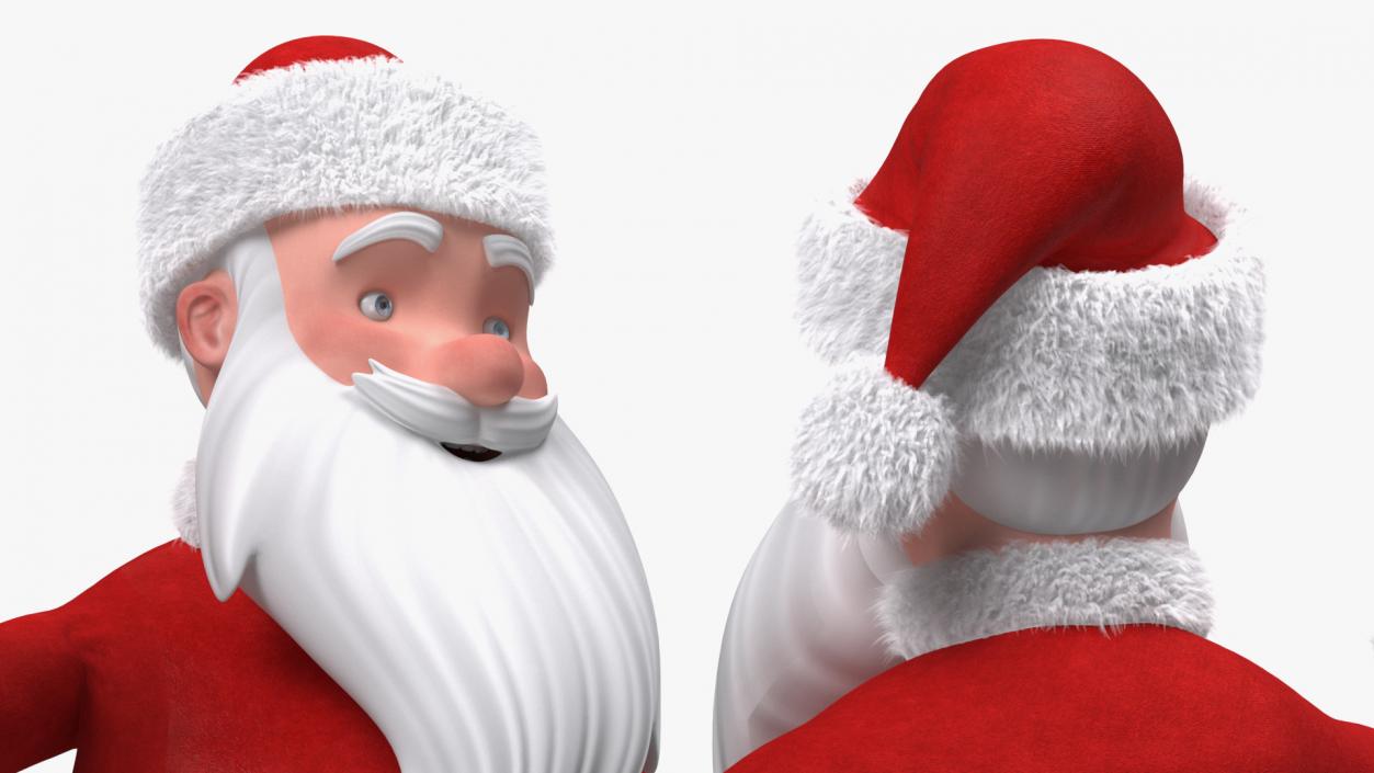 3D Cartoon Character Santa Claus Standing with Gifts Fur model