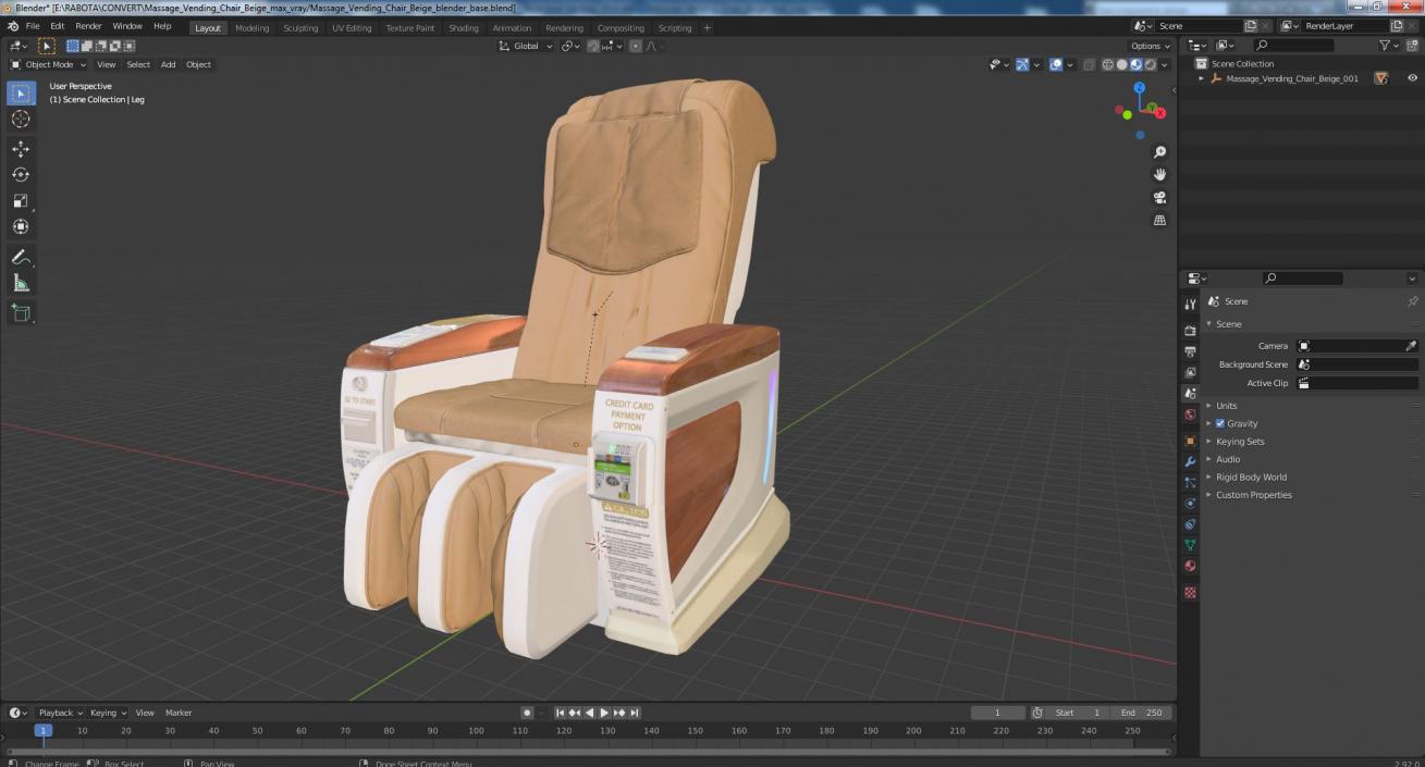 Massage Vending Chair Beige 3D