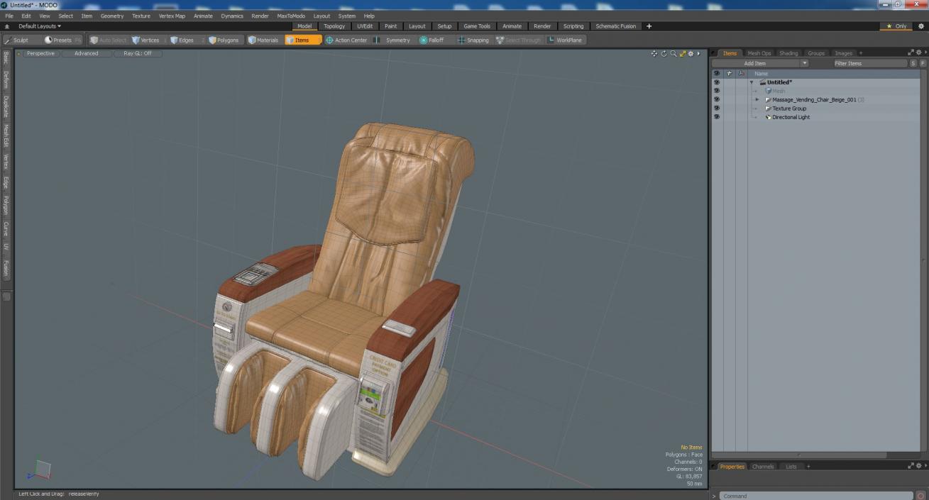 Massage Vending Chair Beige 3D