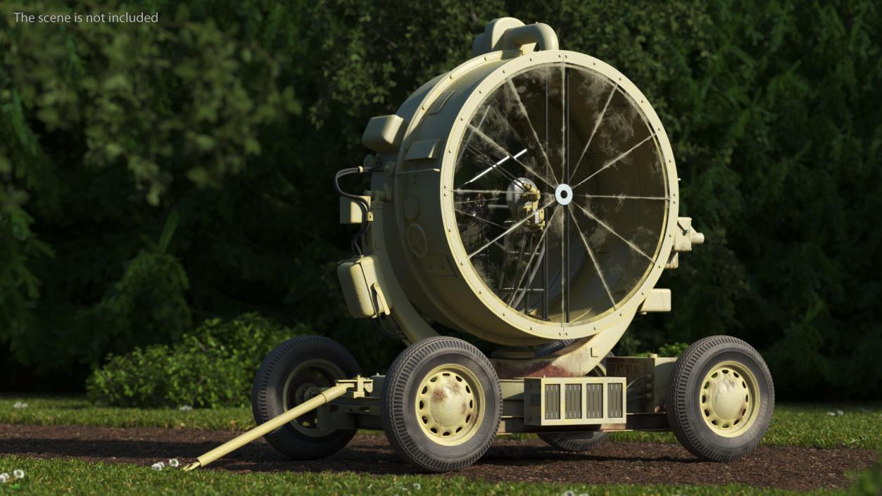 Wheeled Military Searchlight Old Rigged 3D model