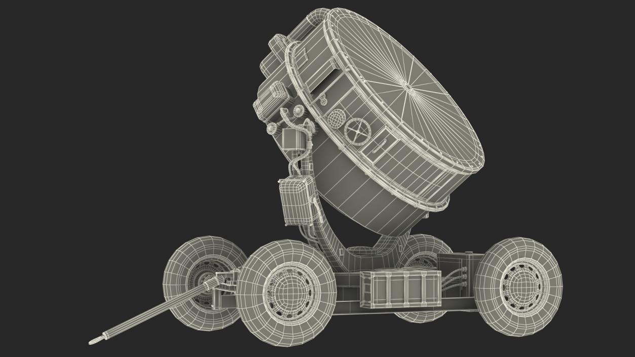 Wheeled Military Searchlight Old Rigged 3D model