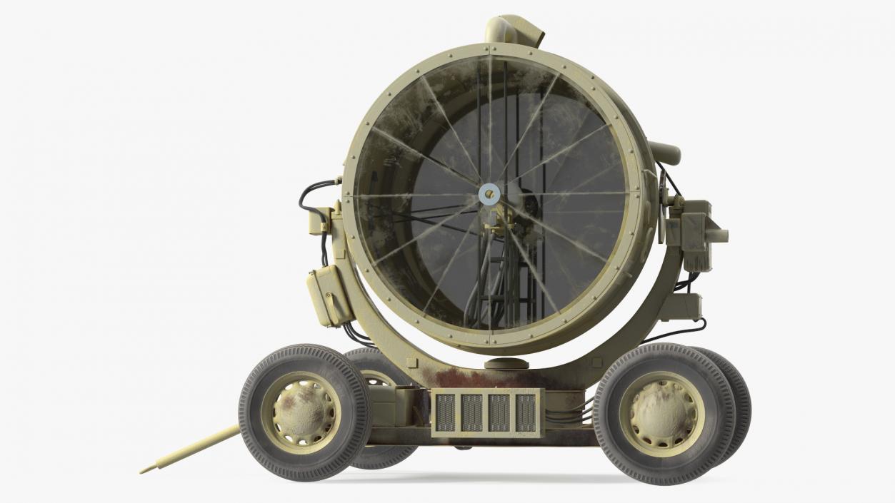 Wheeled Military Searchlight Old Rigged 3D model