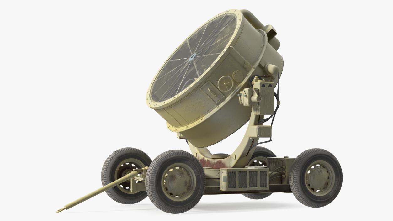 Wheeled Military Searchlight Old Rigged 3D model