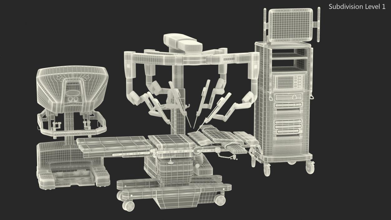 3D Full Da Vinci Surgical System with Operating Table(1) model