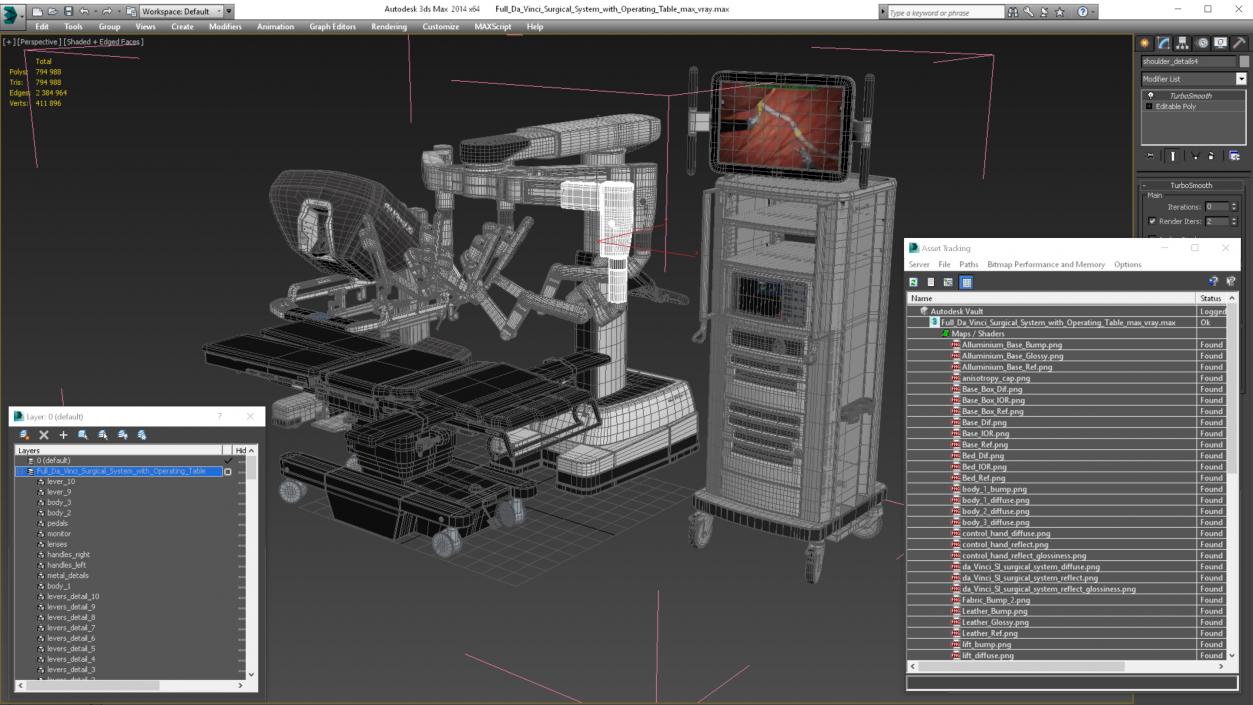 3D Full Da Vinci Surgical System with Operating Table(1) model